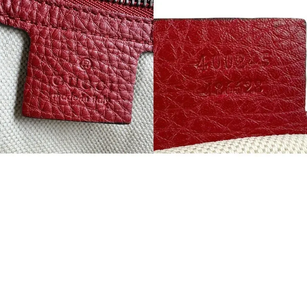 GUCCI Red Leather GG Marmont Shoulder Bag - Picture 5 of 5